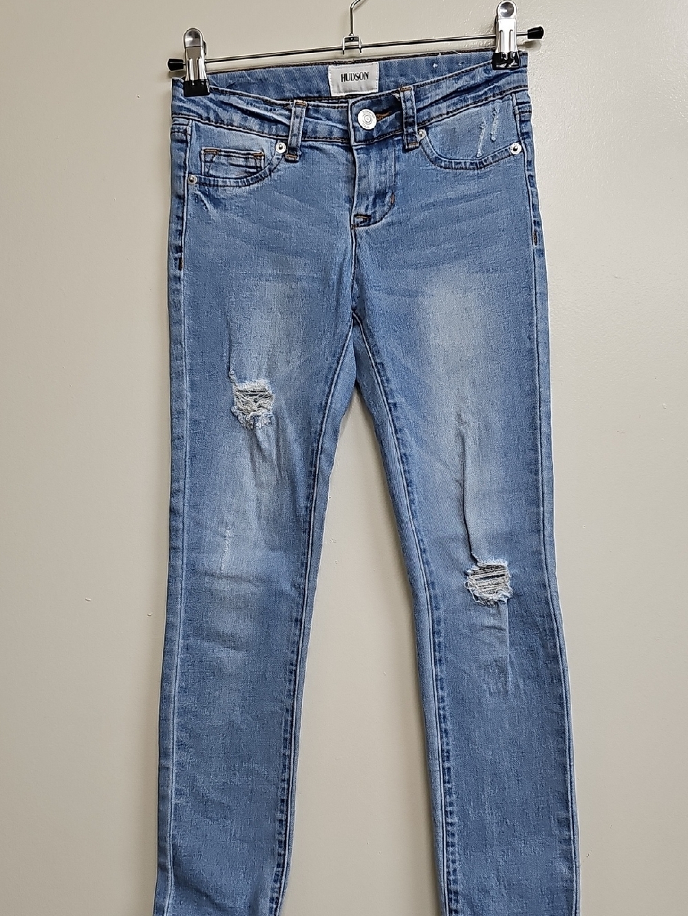 Hudson Distressed Skinny Jeans Light Blue Wash Size 10